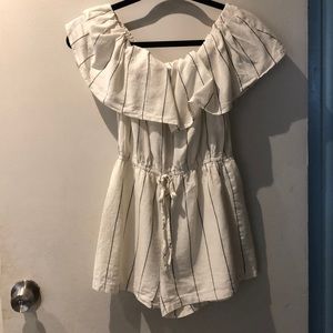 Black Striped Off the Shoulder romper